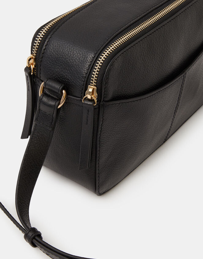 Leather Double Zip Camera Bag, , large