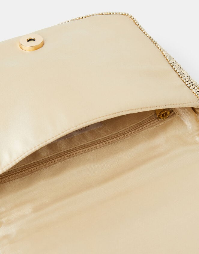 Embellished Fold Over Clutch Bag, Gold (GOLD), large