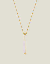 14ct Gold-Plated Diamante Star Lariat Necklace, , large