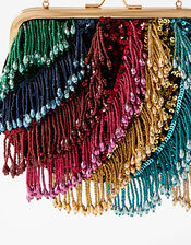 Faith Rainbow Fringe Clipframe Bag, , large