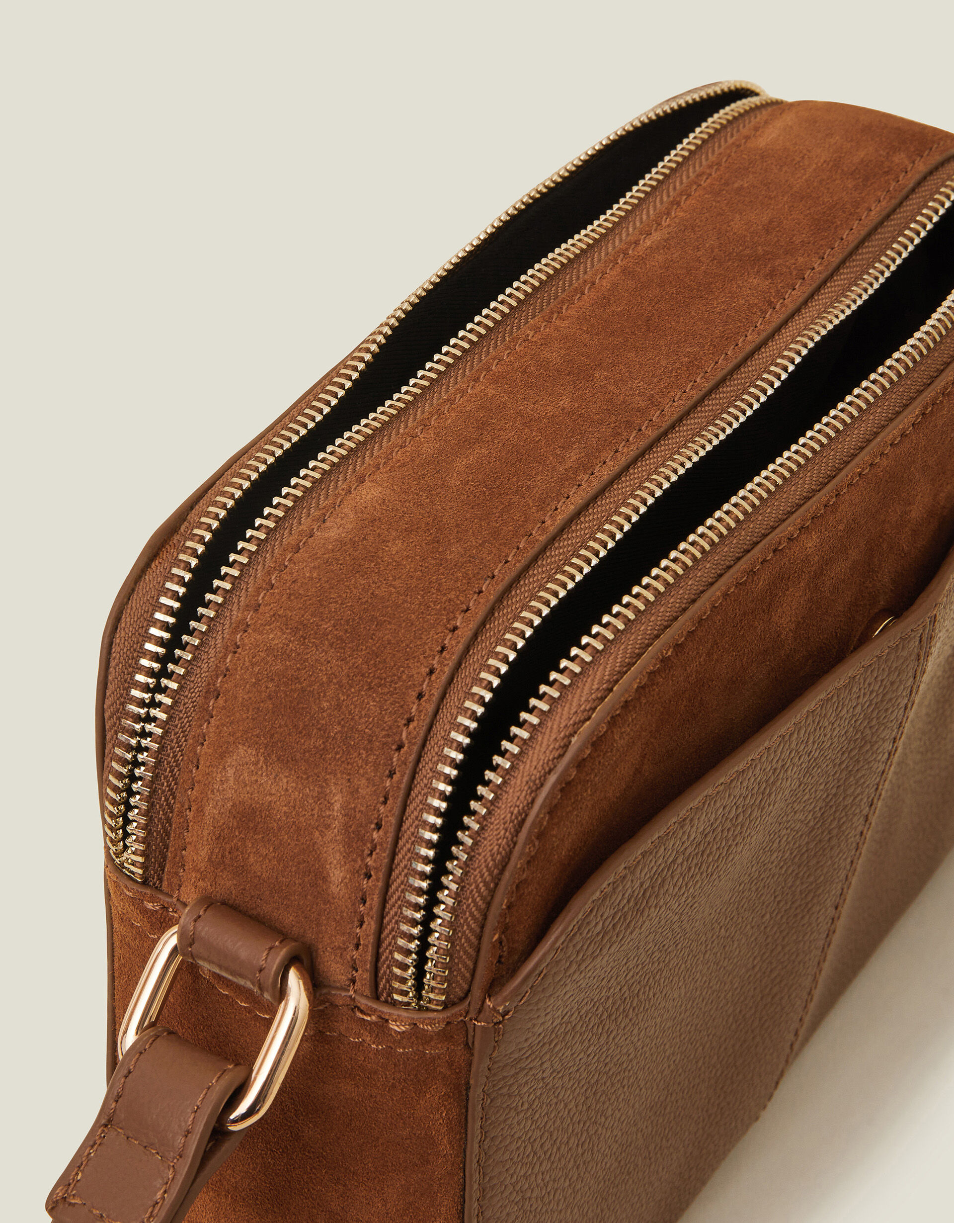 Double Zip Leather Cross Body Bag Leather bags Accessorize ROI