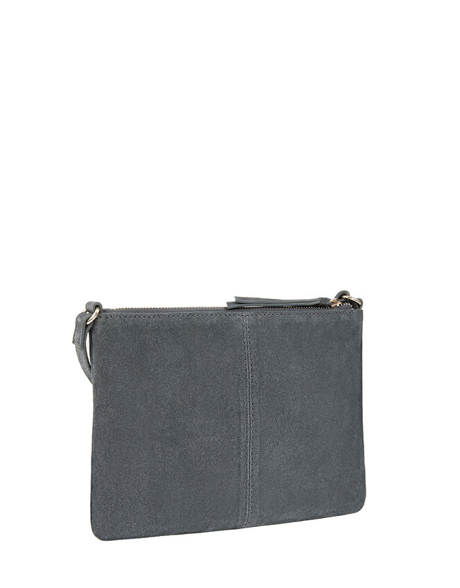 Suede Cross-Body Bag, Grey (GREY), large