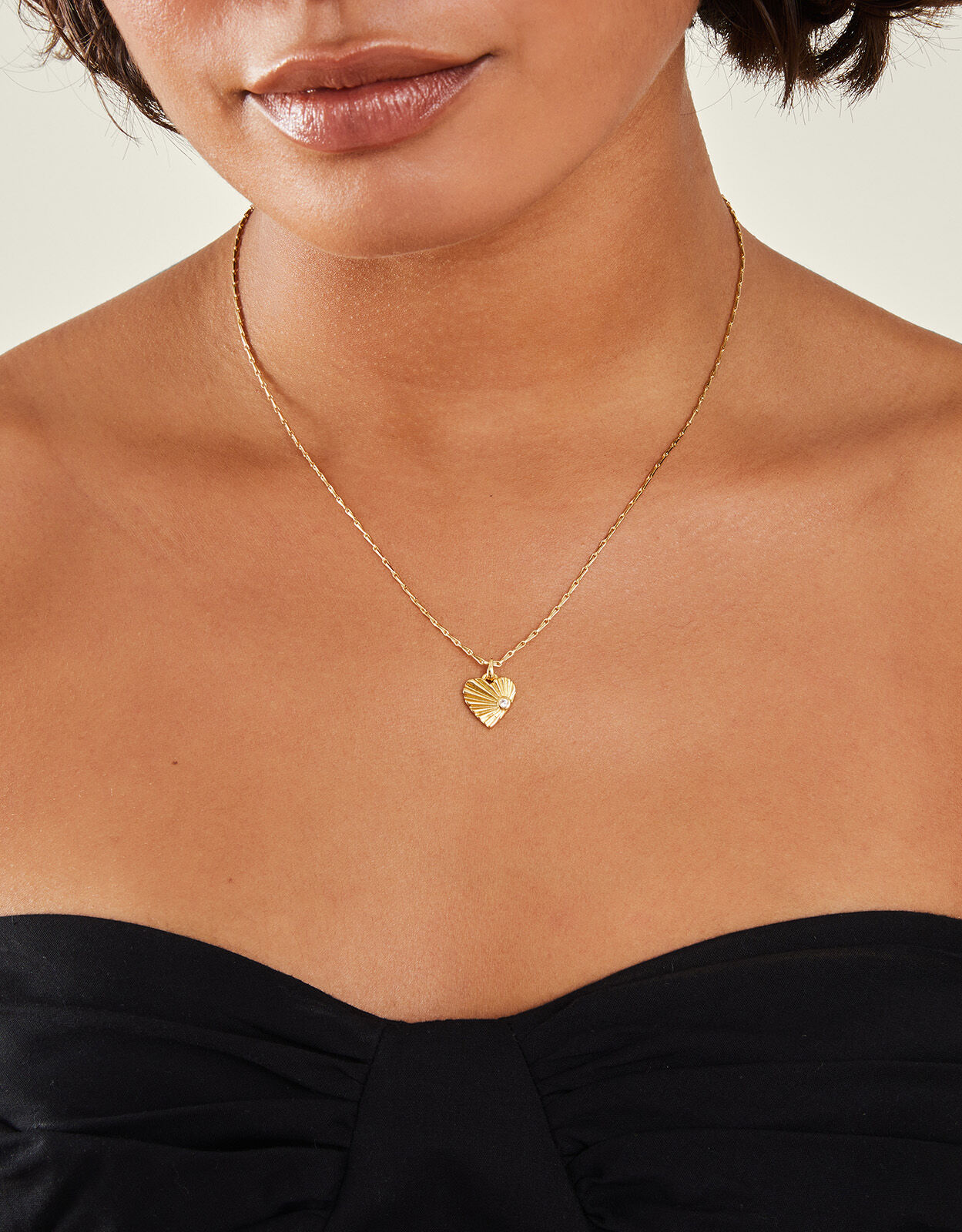 14ct Gold Plated Ray Heart Pendant Necklace Gold Plated Accessorize Global