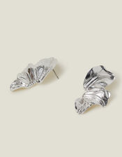 Layered Leaf Drop Earrings Silver, , large