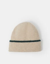 Contrast Ribbed Beanie Hat, , large