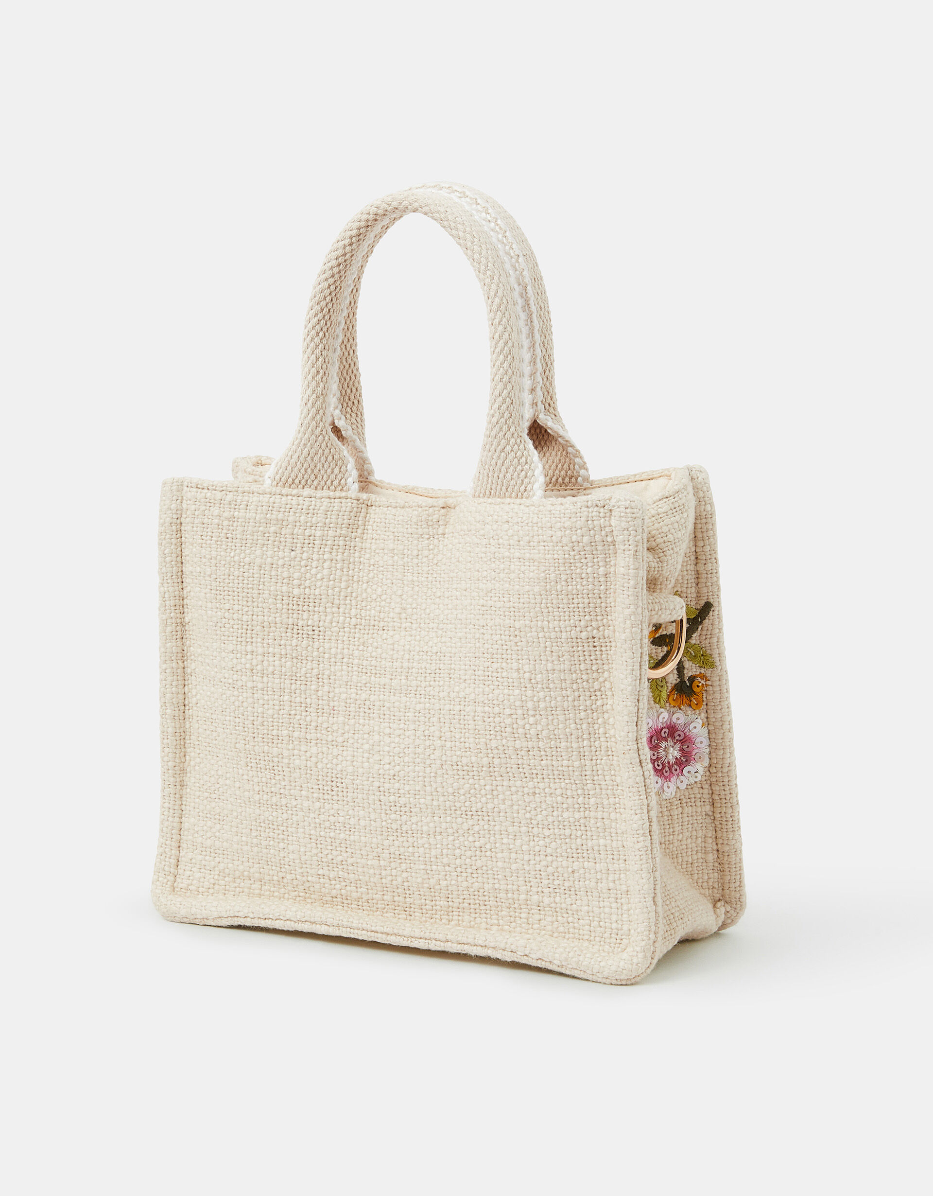 Mini Floral Embroidered Woven Handbag Cream | Bags | Accessorize UK