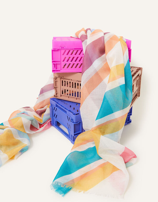 Candy Stripe Printed Scarf in Recycled Polyester, , large