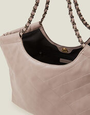Chain Strap Faux Leather Shoulder Bag, Mink (MINK), large