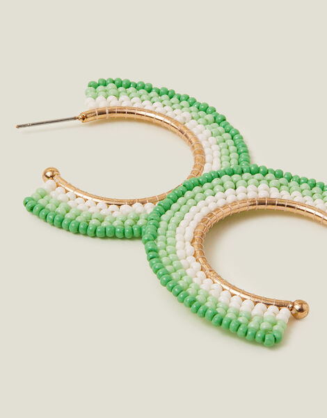 Fan Beaded Hoops , , large
