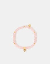 14ct Gold-Plated Healing Stone Bead Charm Bracelet, Pink (ROSE PINK), large