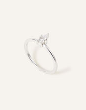 Sterling Silver Sparkle Two Stone Ring, White (ST CRYSTAL), large