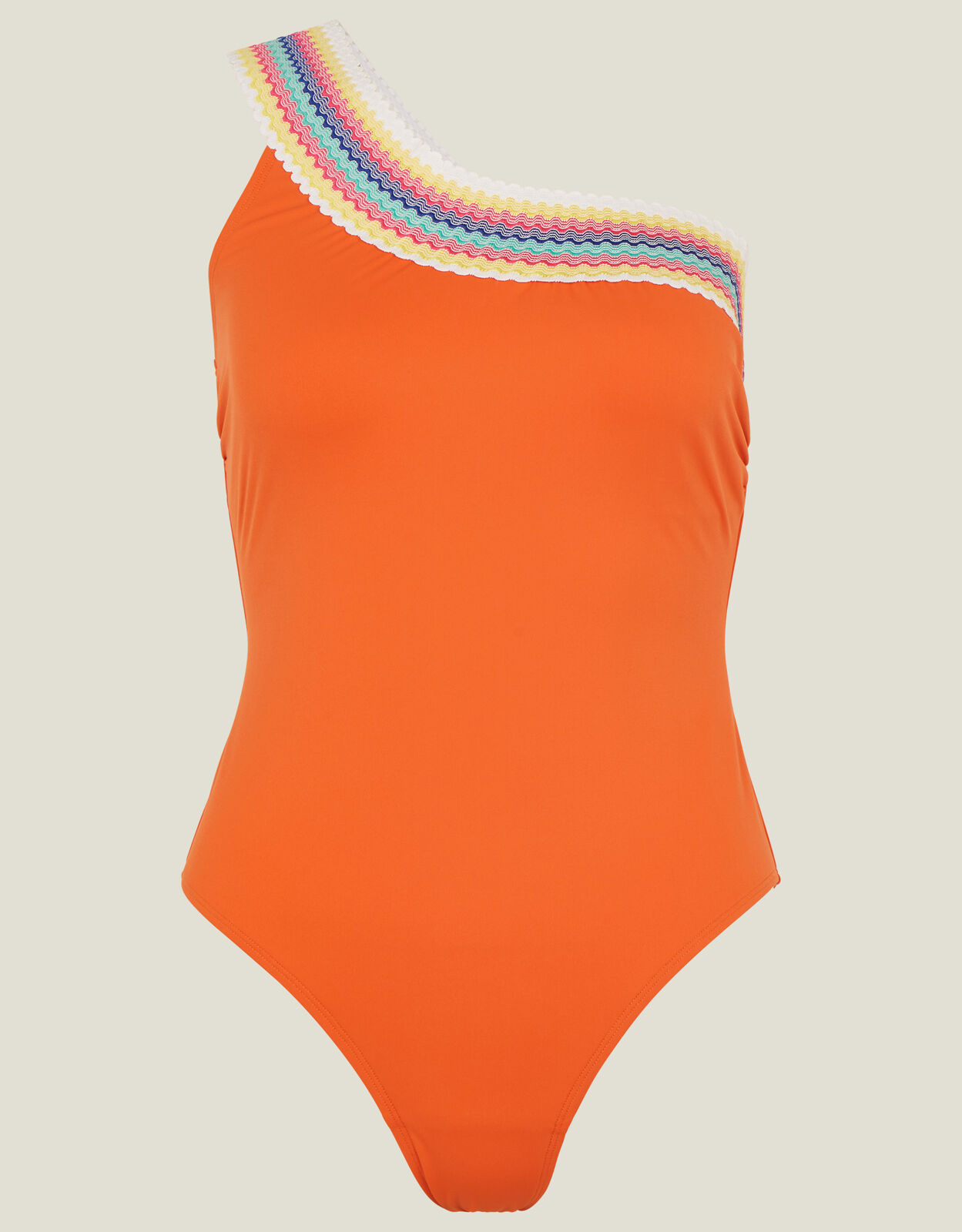 One Shoulder Trim Swimsuit Orange