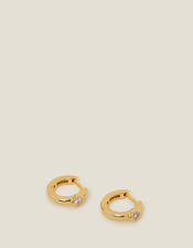 14ct Gold-Plated Stone Huggie Hoops, , large