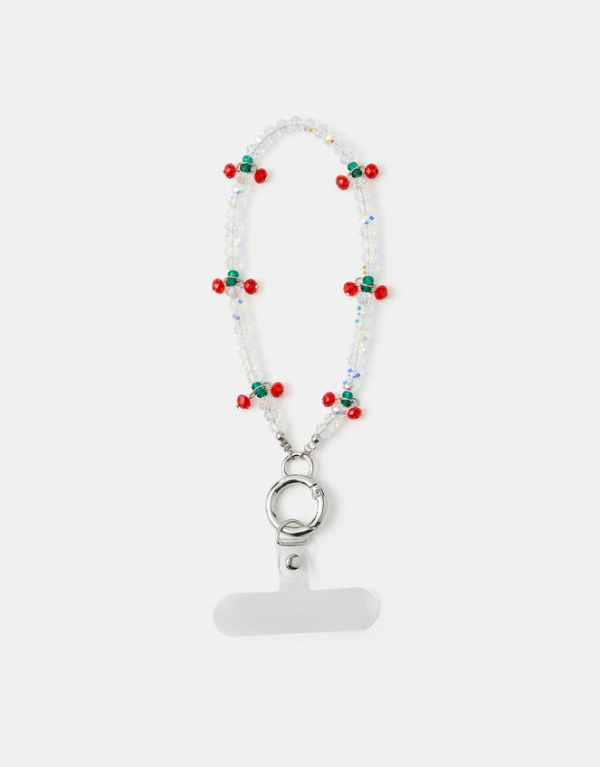 Beaded Cherry Wrist Phone Strap, , large