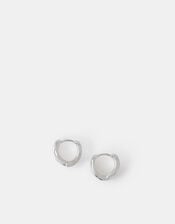 Sterling Silver-Plated Molten Huggie Hoop Earrings, , large