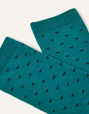 Ditsy Heart Print Socks, Teal (TEAL), large