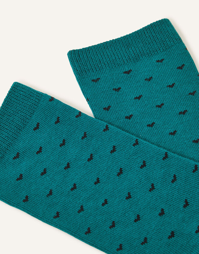 Ditsy Heart Print Socks, Teal (TEAL), large