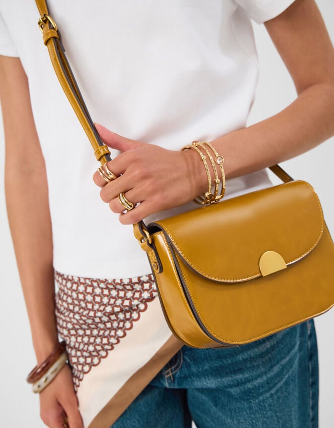 Patent Crossbody Bag, Yellow (OCHRE), large