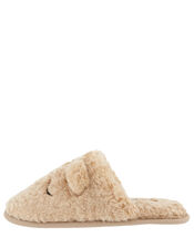 Teddy Fluffy Mule Slippers, Tan (TAN), large