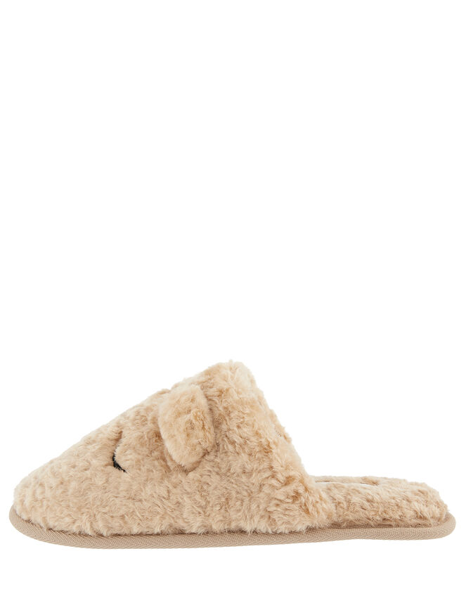 Teddy Fluffy Mule Slippers, Tan (TAN), large