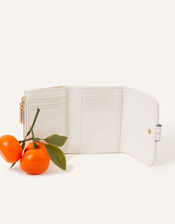 Small Contrast Raffia Purse, White (WHITE), large