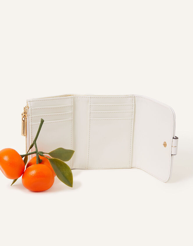 Small Contrast Raffia Purse, White (WHITE), large