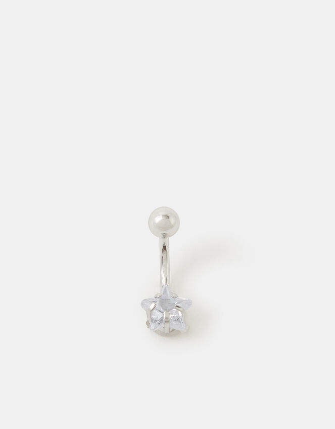 Platinum-Plated Surgical Steel Star Belly Bar, , large