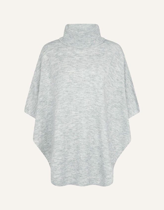 Cosy Knit Poncho, Grey (GREY), large