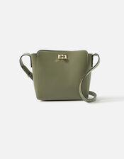 Twist Lock Cross-Body Bag, Green (KHAKI), large