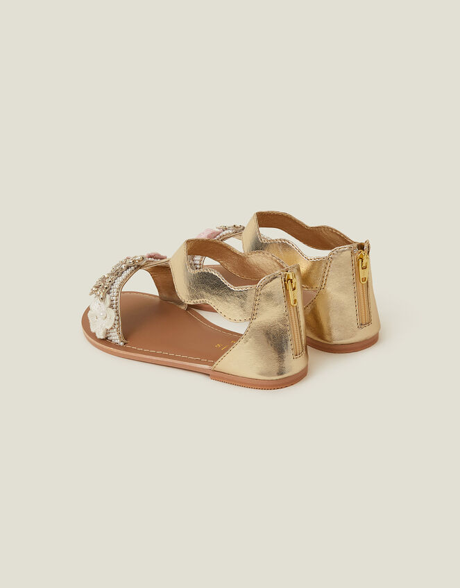 Girls Flower Embellished Sandals, Multi (PASTEL MULTI), large