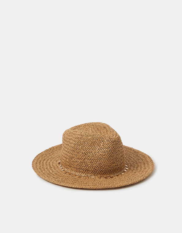 Charm Straw Fedora Hat, , large
