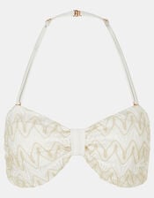 Crochet Bandeau Bikini Top, White (WHITE), large