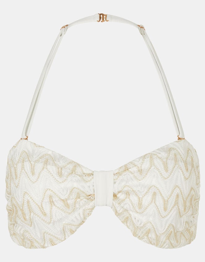 Crochet Bandeau Bikini Top, White (WHITE), large