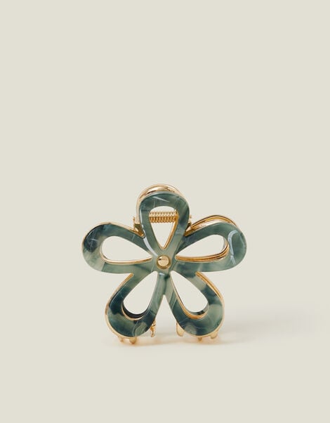 Marble Metal Flower Claw Clip Green, , large