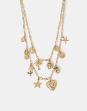 Tropical Charm Layered Necklace Gold, , large
