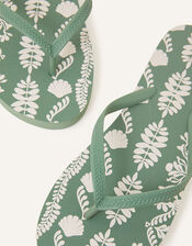 Sundown Ornamental Print Flip Flops, Green (GREEN), large
