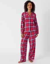 Check Button Full-Length Pyjama Set, Red (RED), large