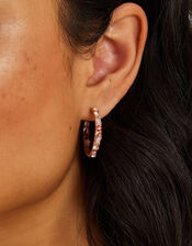Gemstone Hoop Earrings Pink, , large