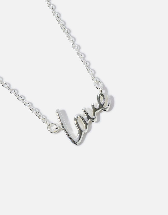 Sterling Silver Love Round Necklace Sterling silver Accessorize UK