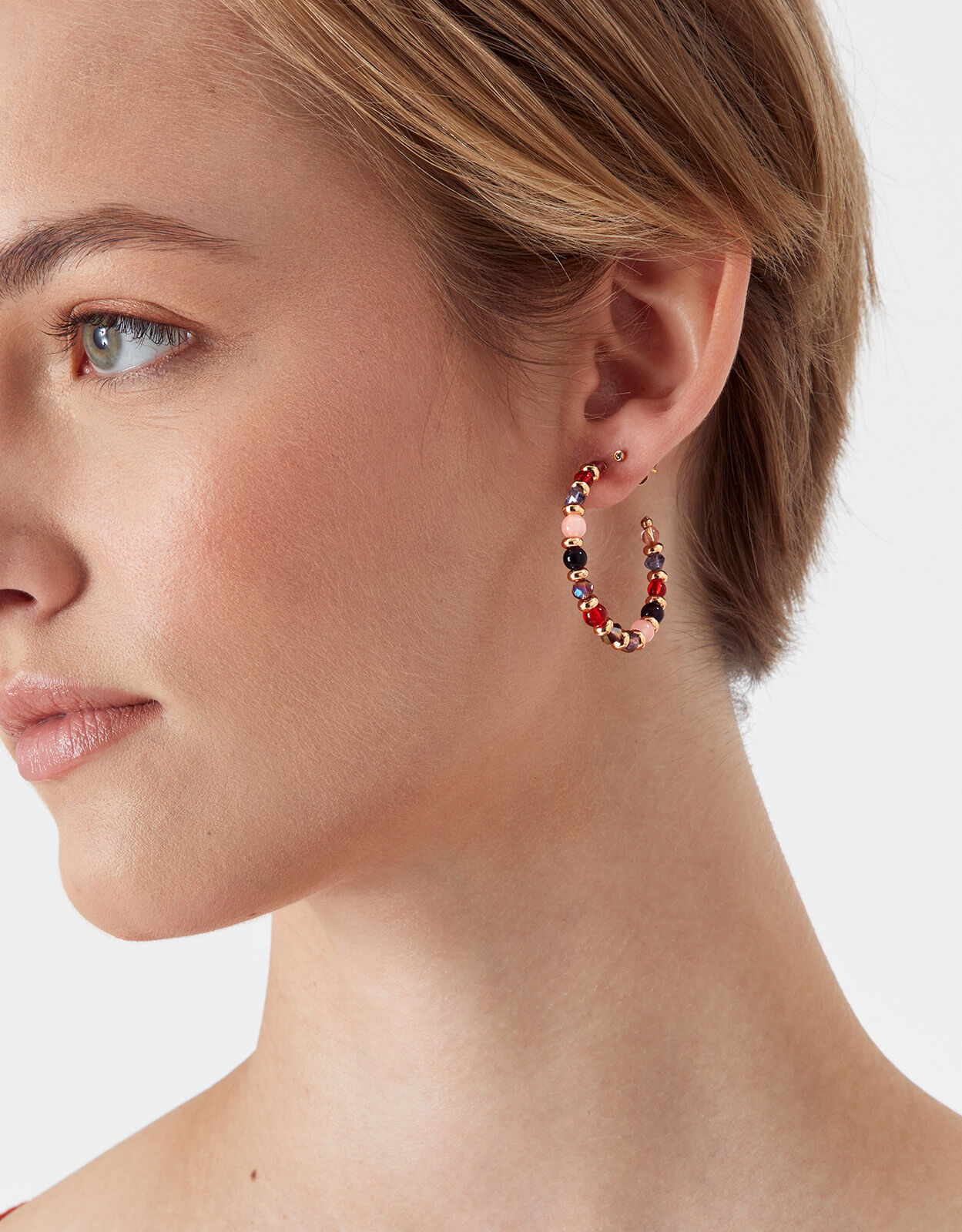 Small beaded hoop earrings new arrivals