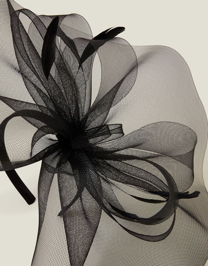 Large Crin Fascinator, Black (BLACK), large