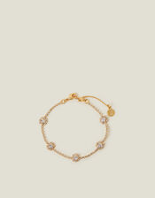 14ct Gold-Plated Diamante Daisy Chain Bracelet, , large
