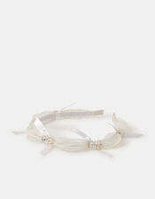 Girls Embellished Ribbon Headband, , large