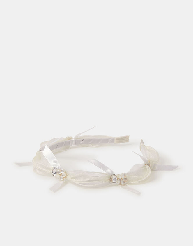 Girls Embellished Ribbon Headband, , large