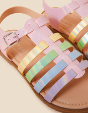 Kids Pastel Strap Gladiator Sandals, Multi (PASTEL-MULTI), large