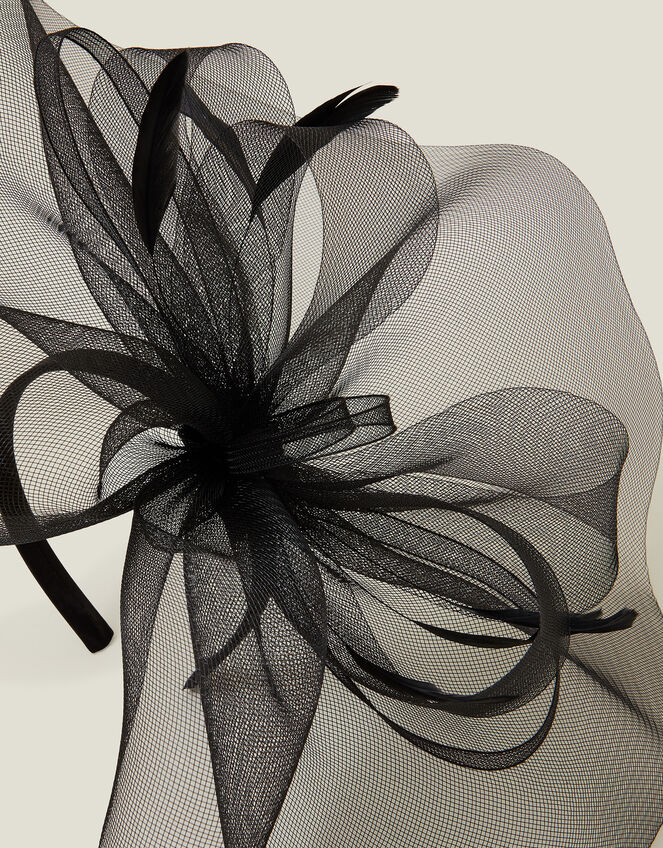 Large Crin Fascinator, Black (BLACK), large