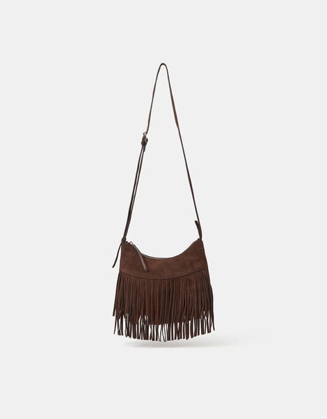 Fringe Suede Crossbody Bag, Brown (CHOCOLATE), large
