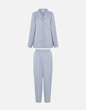 Crinkle Satin Button Pyjama Set, Grey (GREY), large