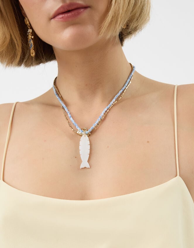 2-Pack Fish Pendant Bead Necklaces, , large