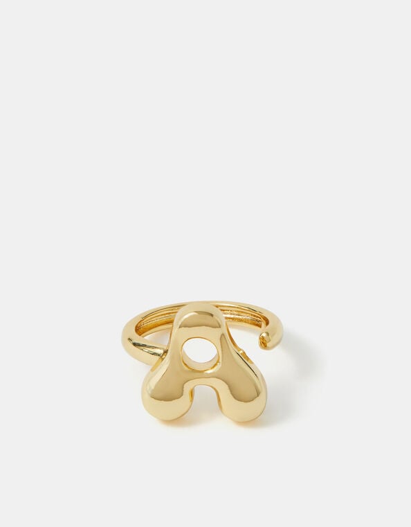 14ct Gold-Plated Bubble Initial Ring, Gold (GOLD), large